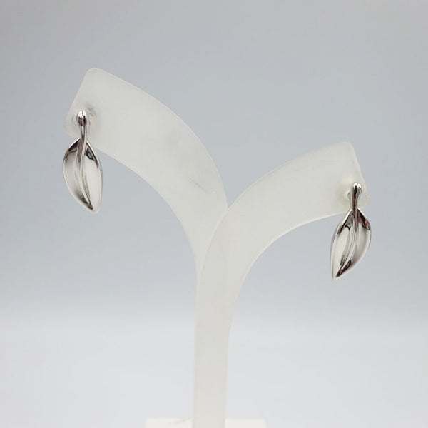 Sterling Silver ladies Purity 925 Leaf Stud Earrings 20mm - Richard Miles Jewellers
