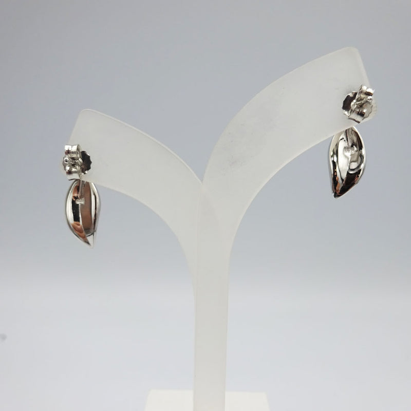 Sterling Silver ladies Purity 925 Leaf Stud Earrings 20mm - Richard Miles Jewellers