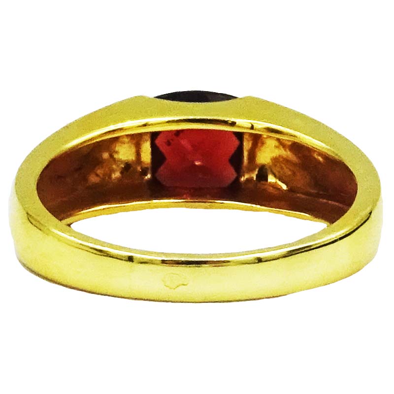 18ct Yellow Gold Quality Garnet Centre Stone Ladies Ring Size M 3.6g - Richard Miles Jewellers