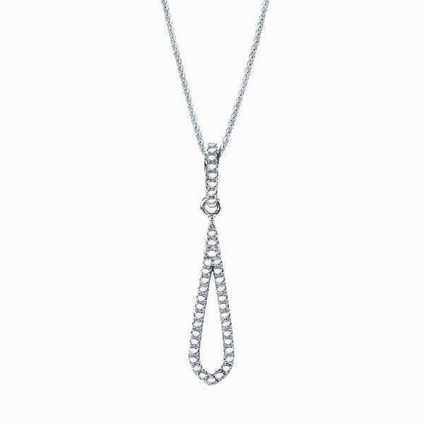 Real Effect London Silver CZ Drop Necklace RE35274CZ