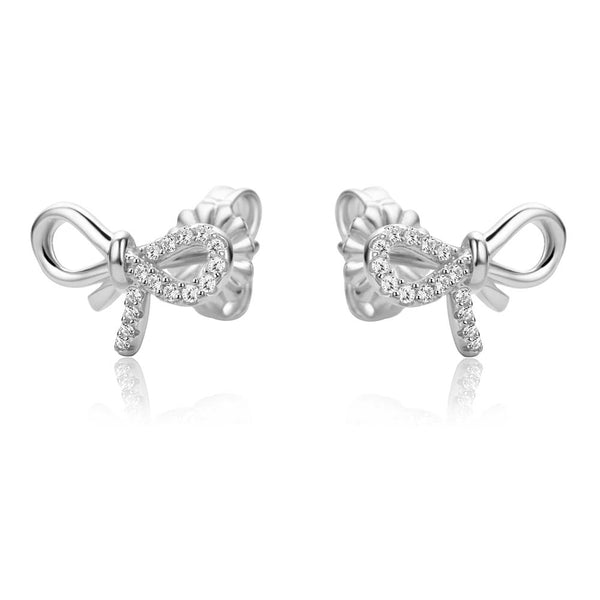 Real Effect London Silver CZ Ribbon Earrings RE45004CZ