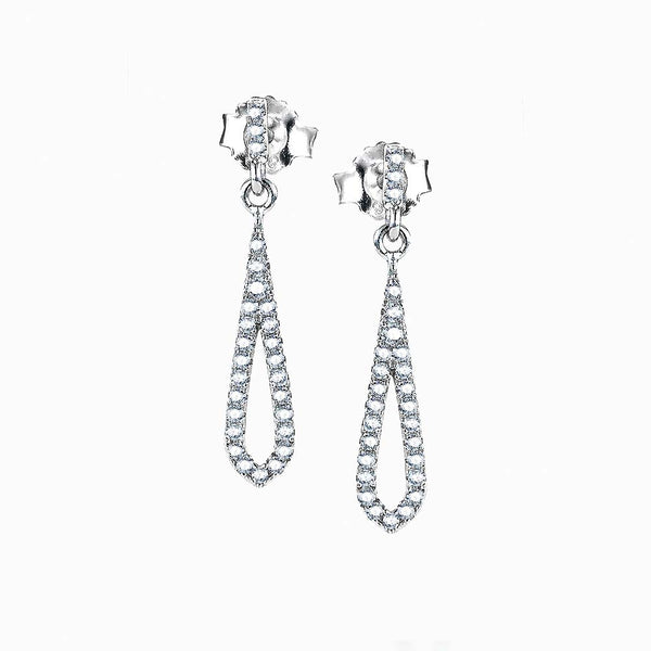 Real Effect London Silver CZ Drop Earrings RE35264CZ