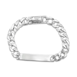 9ct White Gold Childrens Textured Curb ID Bracelet