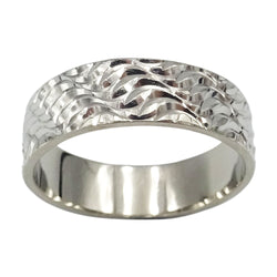 18ct White Gold Textured Wave Pattern Ladies Band Size N 5.4mm 4.7g - Richard Miles Jewellers