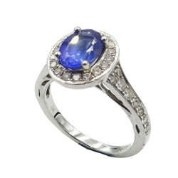 18ct White Gold Tanzanite and Diamond Ring