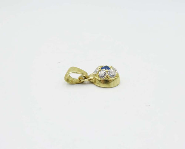 14ct Gold Heart CZ and Blue Stone Pendant