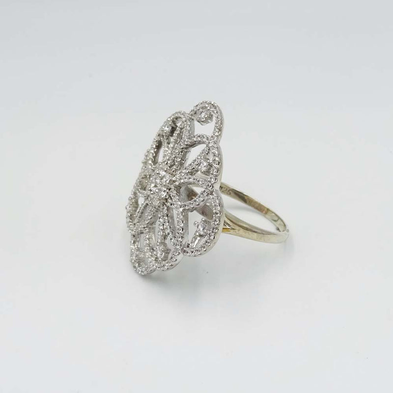 Silver Cubic Zirconia Statement Ring Size R