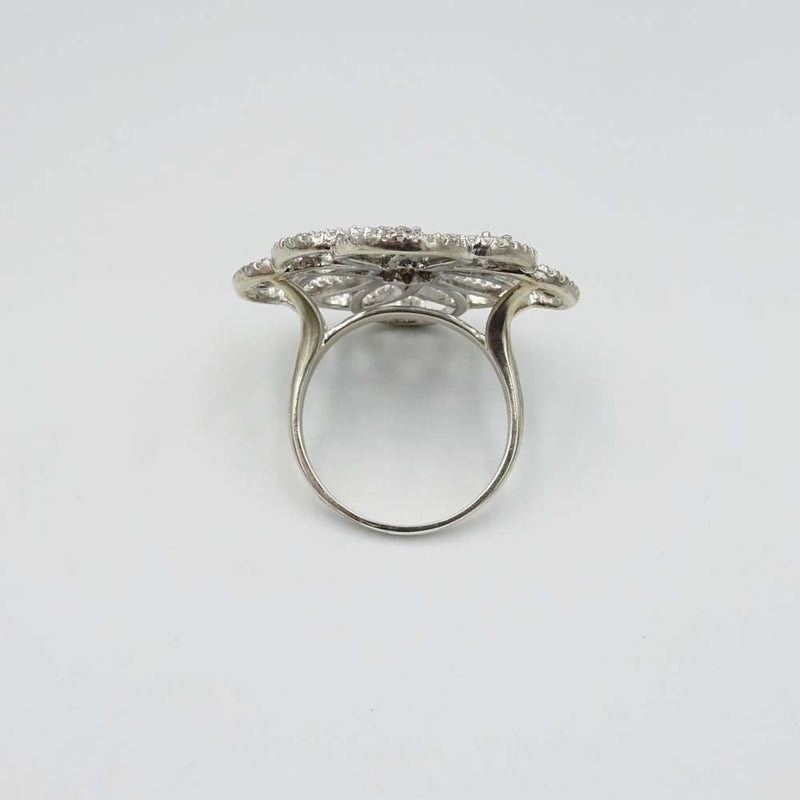 Silver Cubic Zirconia Statement Ring Size R