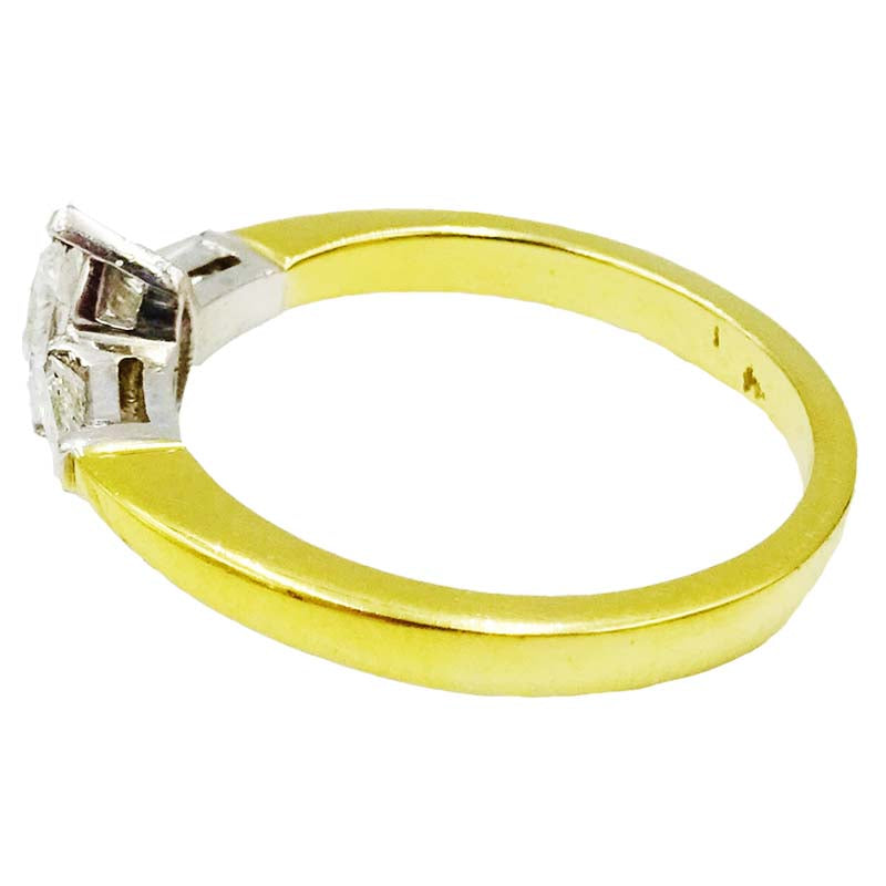 18ct Yellow Gold Marquise Tapered 0.50ct Colour G Clarity SI1 Diamond Set Shoulder Engagement Ring Size M 3.7g - Richard Miles Jewellers