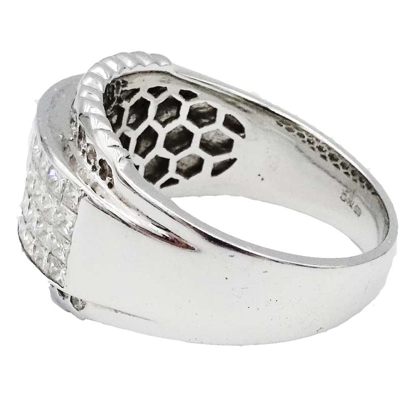 18ct White Gold 2ct Diamond Mens Luxury Cluster Statement Pinky Ring Size Q 1/2 9.2g - Richard Miles Jewellers