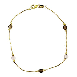 9ct Yellow Gold 5 Bead Fine Curb Quality Ladies Bracelet 7.25inch 1.1g - Richard Miles Jewellers