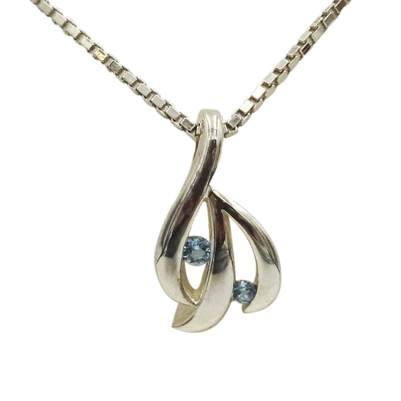 Sterling Silver Ladies Blue Topaz Leaf Shaped Pendant 18" Chain - Richard Miles Jewellers