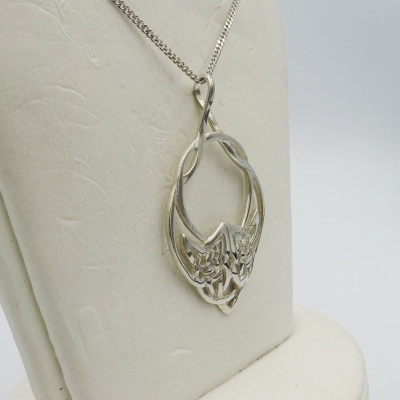 Sterling Silver Ladies Intricate Celtic Design Pendant 16" Chain - Richard Miles Jewellers