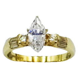 9ct 375 Hall Marked Yellow Gold Cubic Zirconia Claw Set Dress Ring Size P 3g - Richard Miles Jewellers