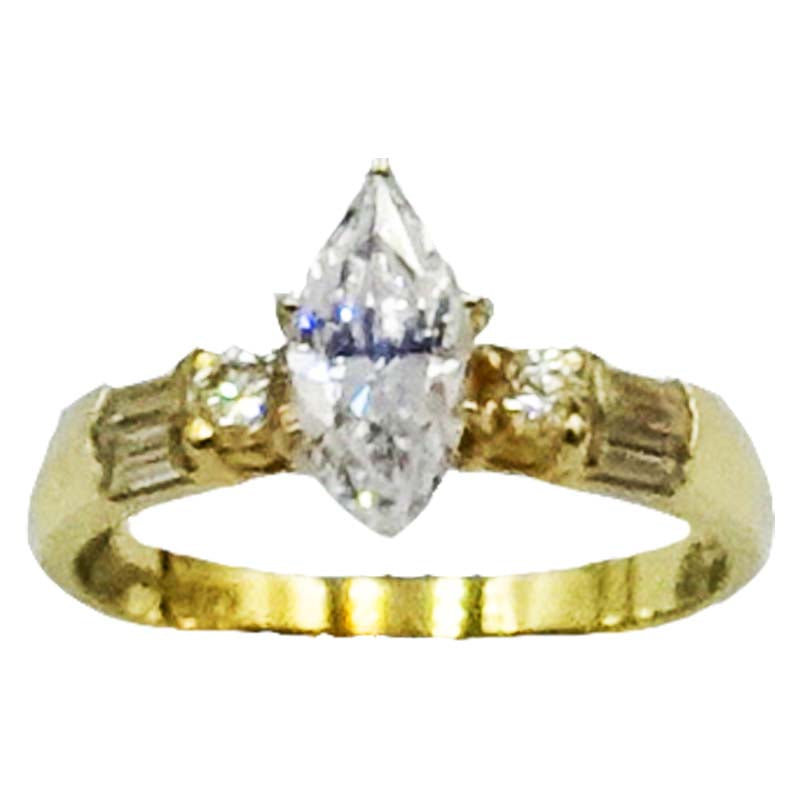 9ct 375 Hall Marked Yellow Gold Cubic Zirconia Claw Set Dress Ring Size P 3g - Richard Miles Jewellers
