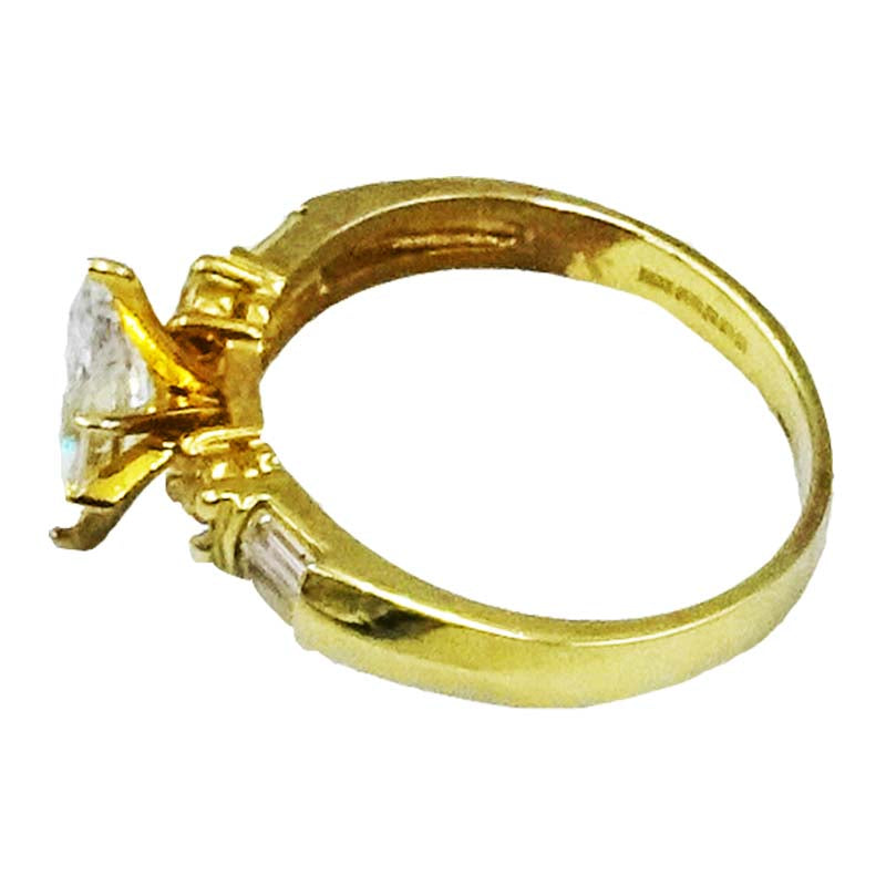 9ct 375 Hall Marked Yellow Gold Cubic Zirconia Claw Set Dress Ring Size P 3g - Richard Miles Jewellers