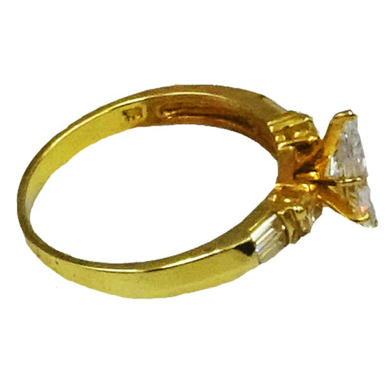 9ct 375 Hall Marked Yellow Gold Cubic Zirconia Claw Set Dress Ring Size P 3g - Richard Miles Jewellers