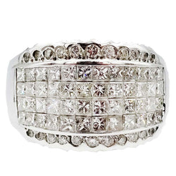18ct White Gold 2ct Diamond Mens Luxury Cluster Statement Pinky Ring Size Q 1/2 9.2g - Richard Miles Jewellers
