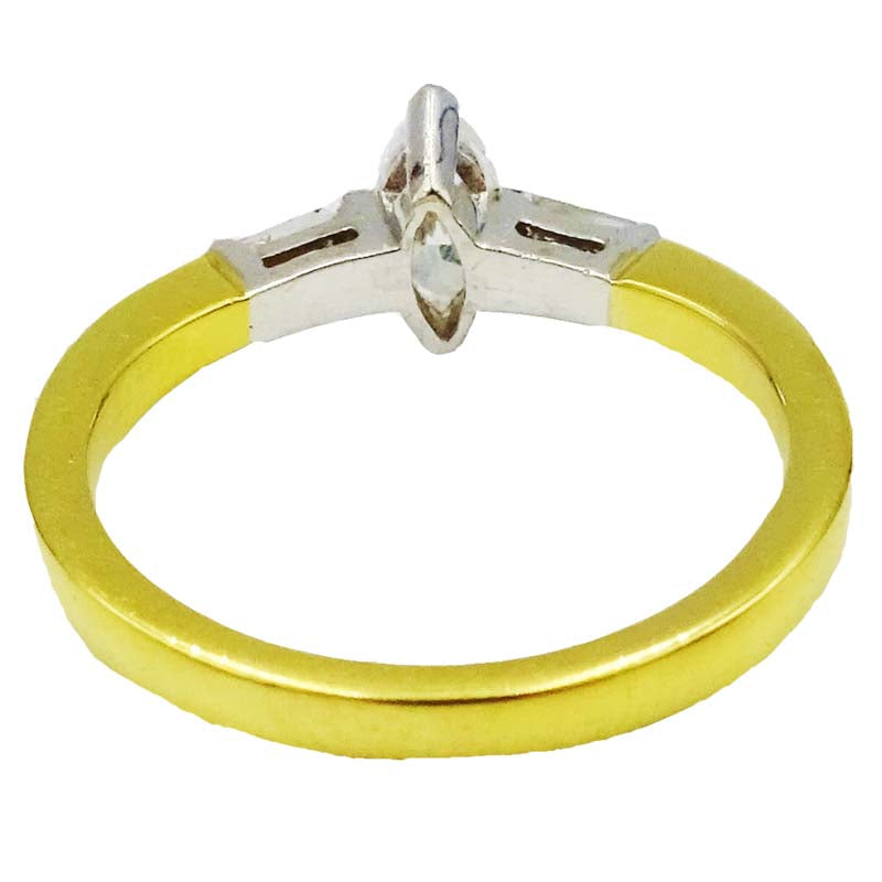 18ct Yellow Gold Marquise Tapered 0.50ct Colour G Clarity SI1 Diamond Set Shoulder Engagement Ring Size M 3.7g - Richard Miles Jewellers
