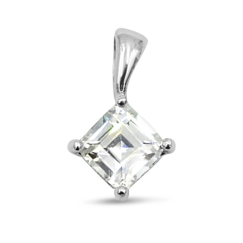 9ct White Gold Cubic Zirconia Square Pendant