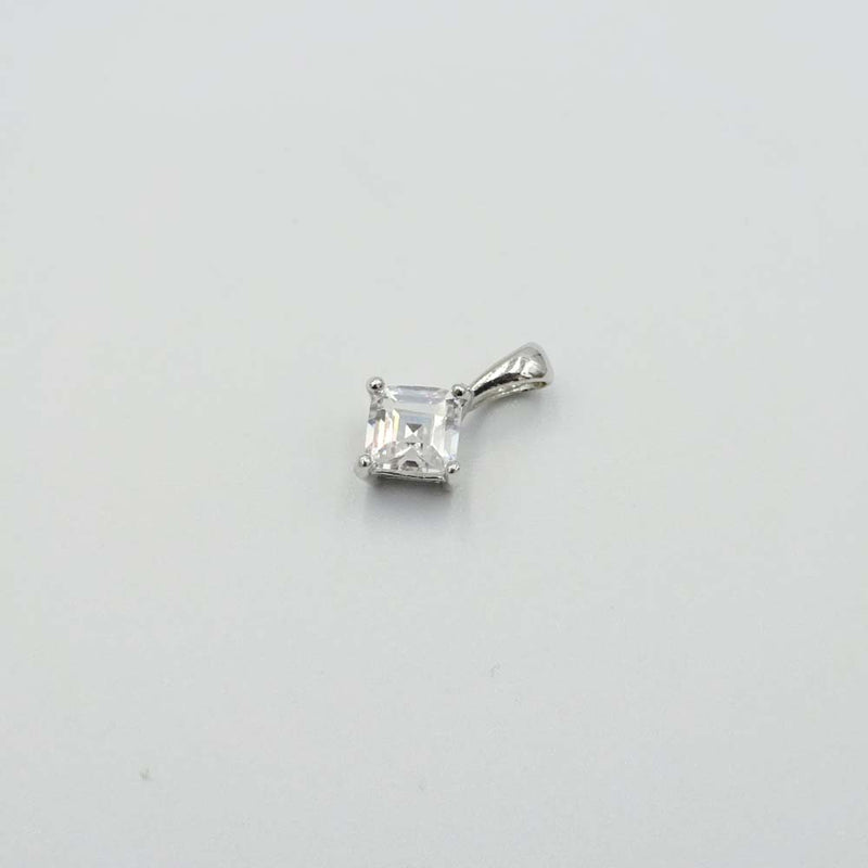 9ct White Gold Cubic Zirconia Square Pendant