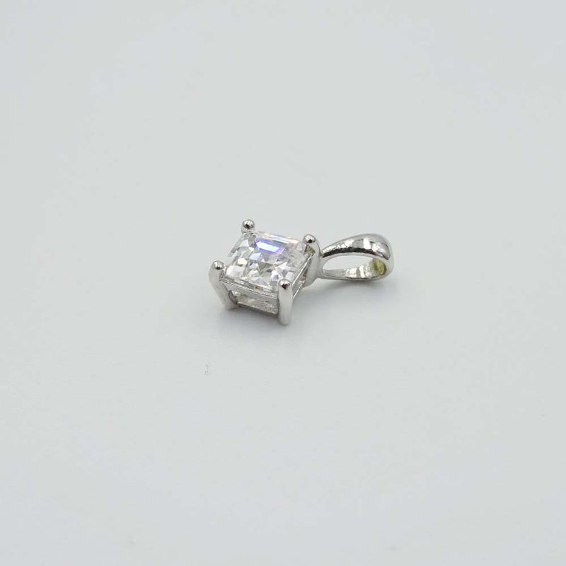 9ct White Gold Cubic Zirconia Square Pendant