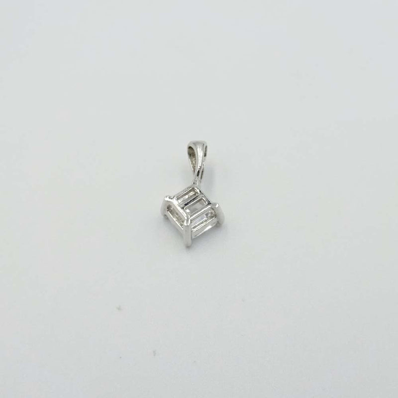 9ct White Gold Cubic Zirconia Square Pendant