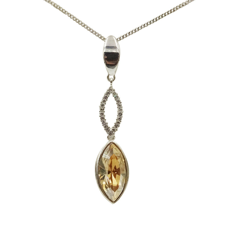 Silver Ladies Swarovski Marquise Pendant 16" chain - Richard Miles Jewellers