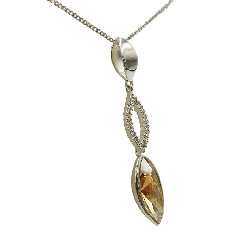 Silver Ladies Swarovski Marquise Pendant 16" chain - Richard Miles Jewellers