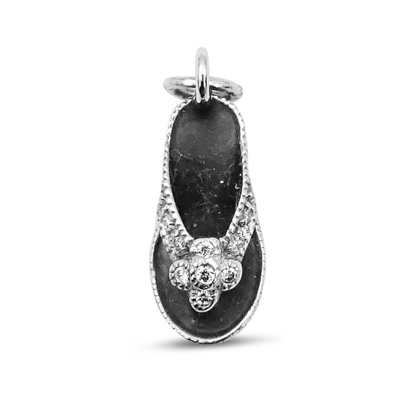 9ct White Gold and Diamond Sandal Charm Pendant .33ct