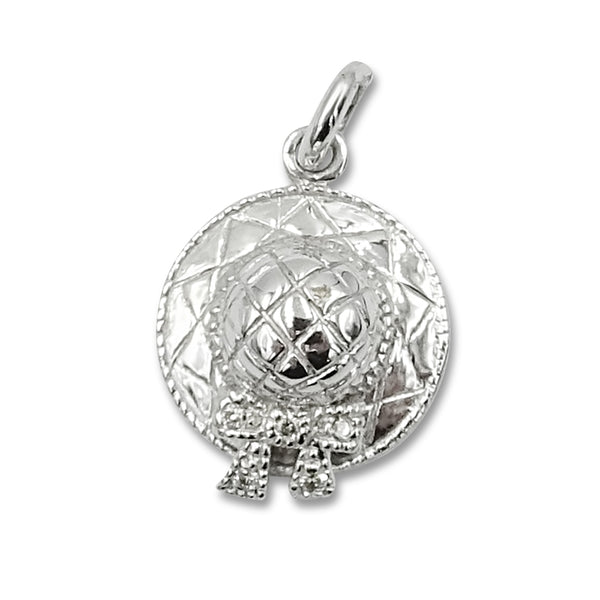 9ct White Gold and Diamond Sun Hat Charm Pendant .15ct