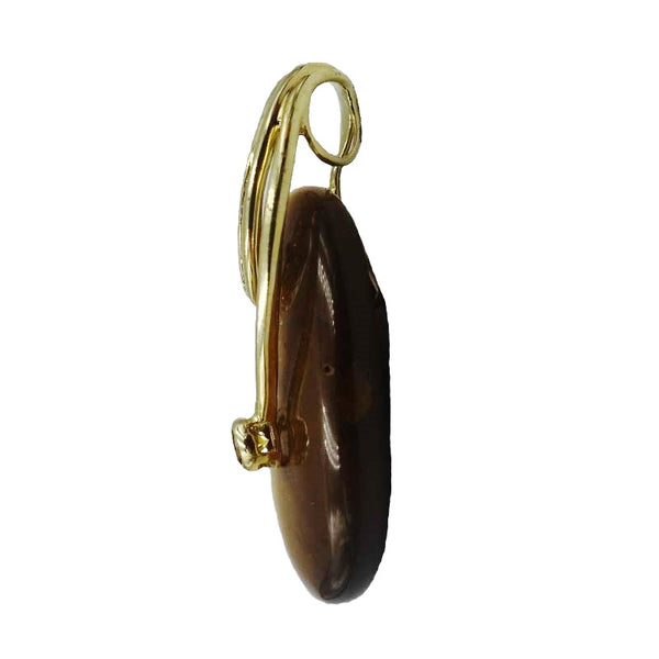 9ct 375 Hall Marked Gold Tiger Eye 0.06ct Diamond & Citrine Stone Pendant 5.3g 35.3mm - Richard Miles Jewellers