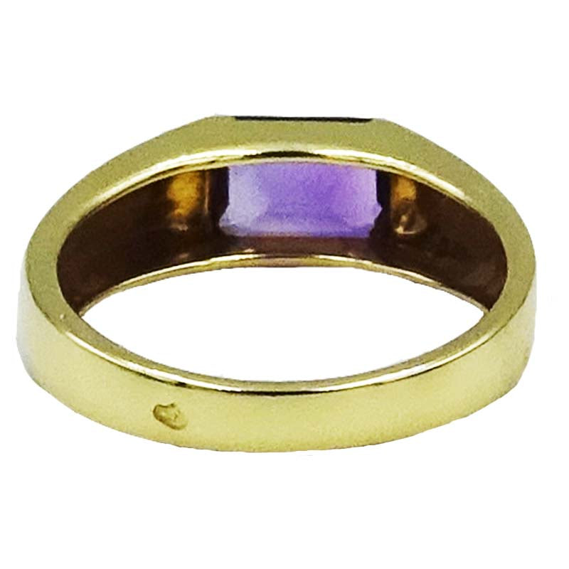 18ct Yellow Gold Centre Amethyst Stone Ladies Ring Size L 1/2 3.2g - Richard Miles Jewellers