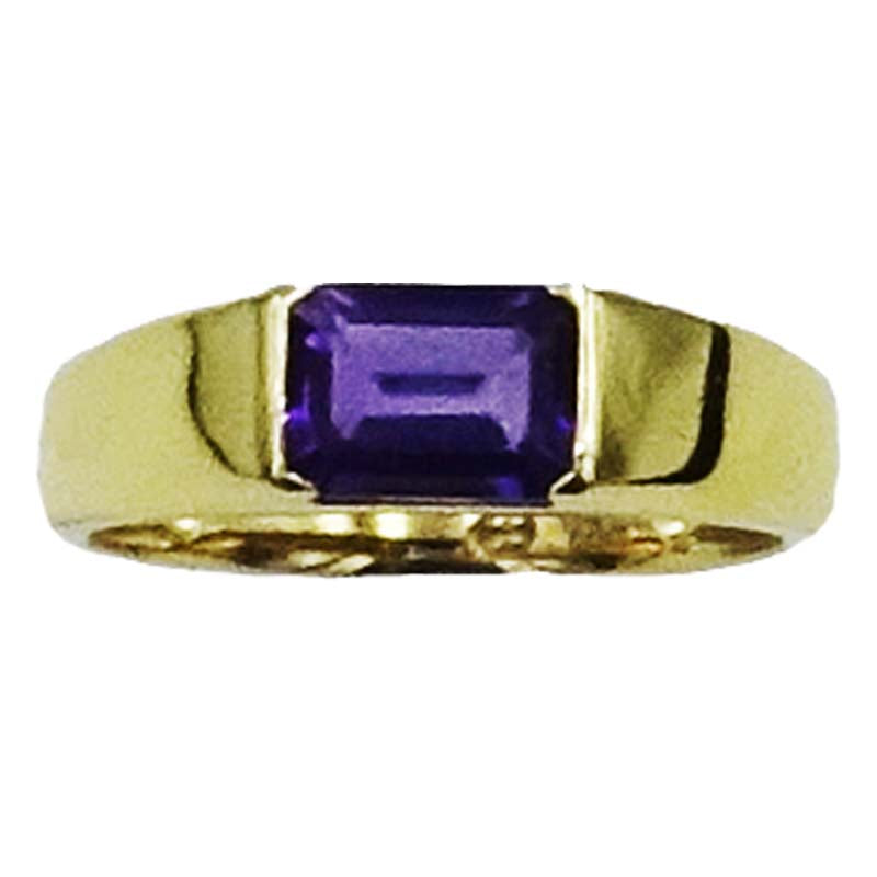 18ct Yellow Gold Centre Amethyst Stone Ladies Ring Size L 1/2 3.2g - Richard Miles Jewellers
