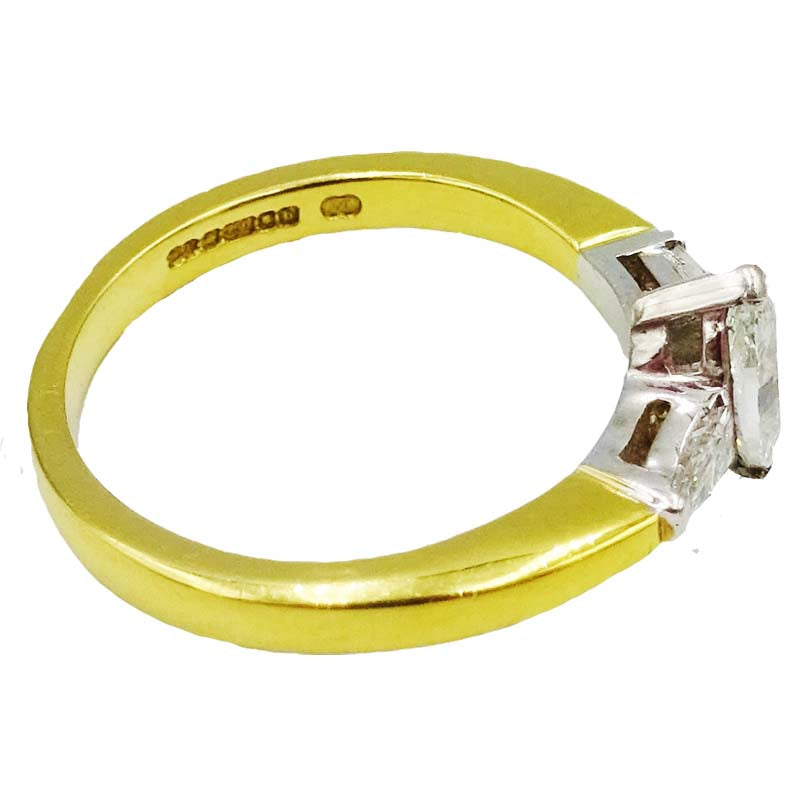 18ct Yellow Gold Marquise Tapered 0.50ct Colour G Clarity SI1 Diamond Set Shoulder Engagement Ring Size M 3.7g - Richard Miles Jewellers