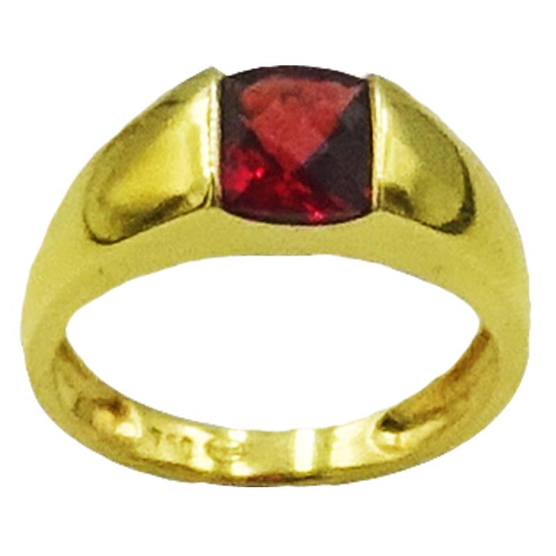 18ct Yellow Gold Quality Garnet Centre Stone Ladies Ring Size M 3.6g - Richard Miles Jewellers