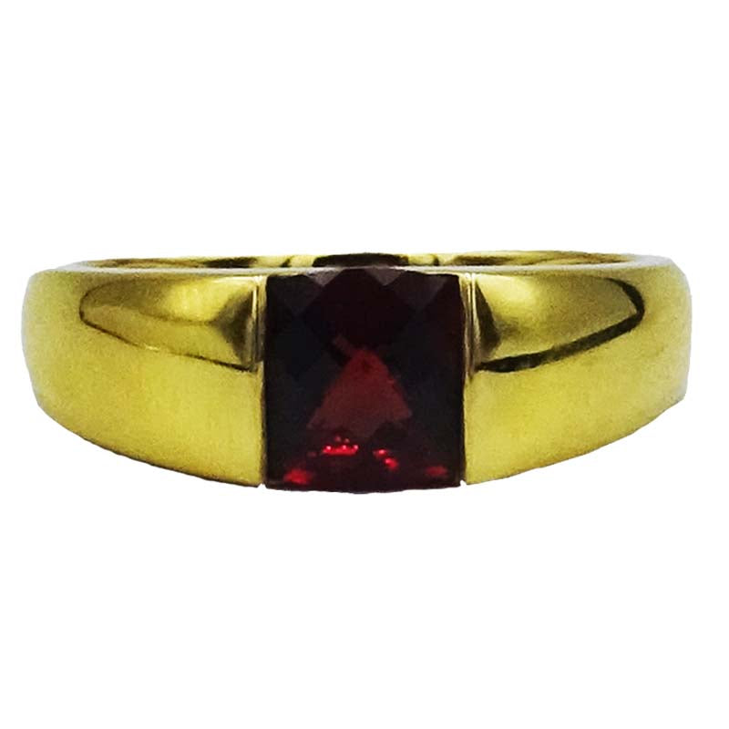 18ct Yellow Gold Quality Garnet Centre Stone Ladies Ring Size M 3.6g - Richard Miles Jewellers