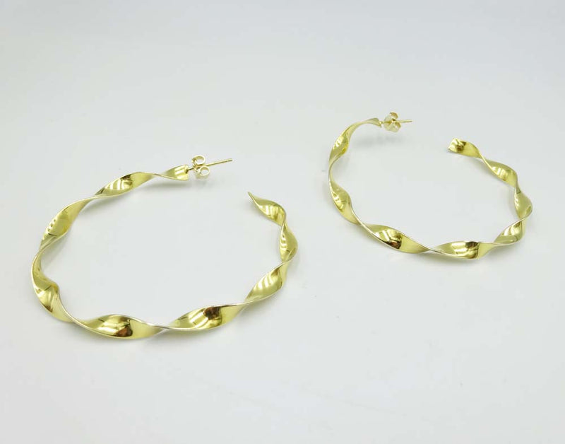 14ct Yellow Gold Twist Hoop Earrings