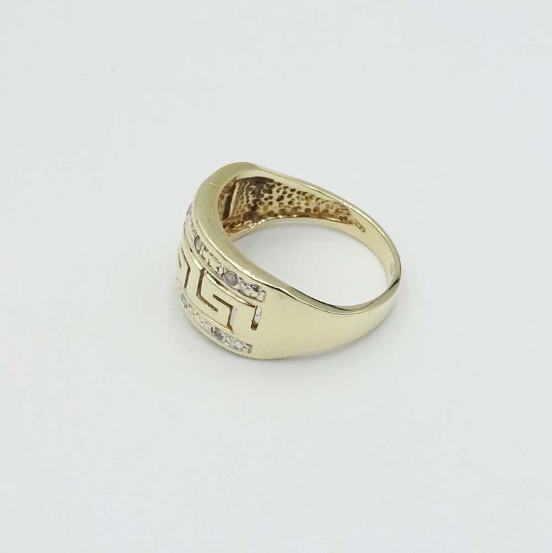 9ct Yellow Gold Greek Key Patterned Ring Size N 1/2