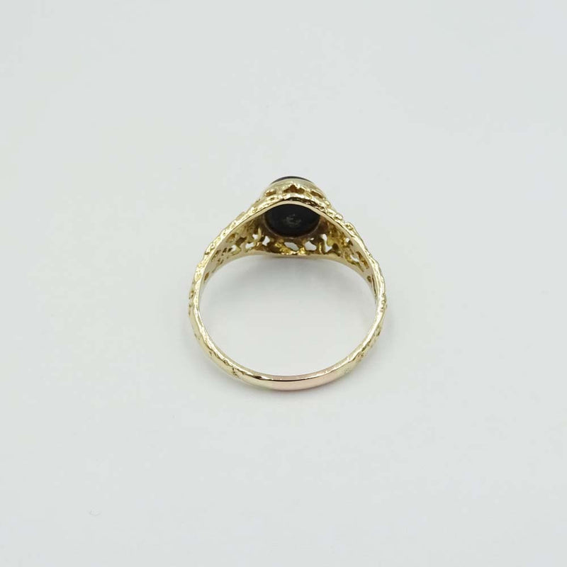 9ct Yellow Gold Oval Onyx Ring Size U 1/2
