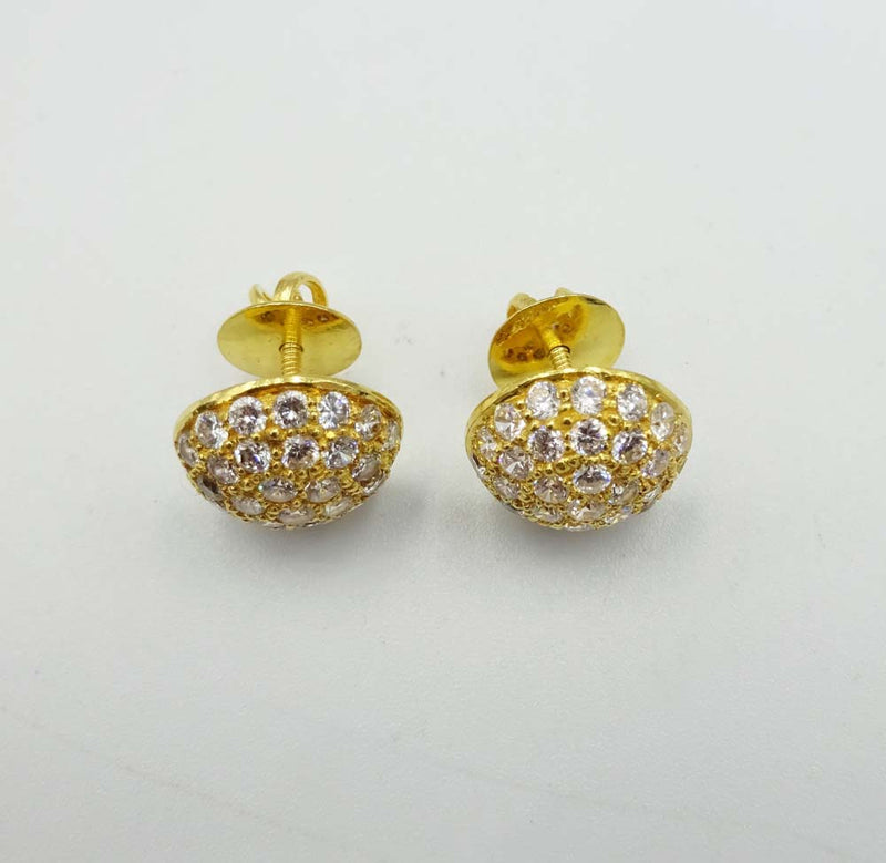 22ct Yellow Gold Cubic Zirconia Ball Stud Earrings
