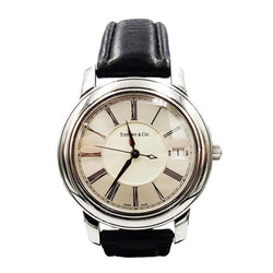 Tiffany & Co. Atlas Gents Stainless Steel Leather Band Watch - Richard Miles Jewellers