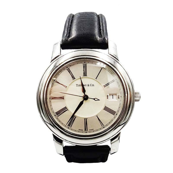 Tiffany & Co. Atlas Gents Stainless Steel Leather Band Watch - Richard Miles Jewellers